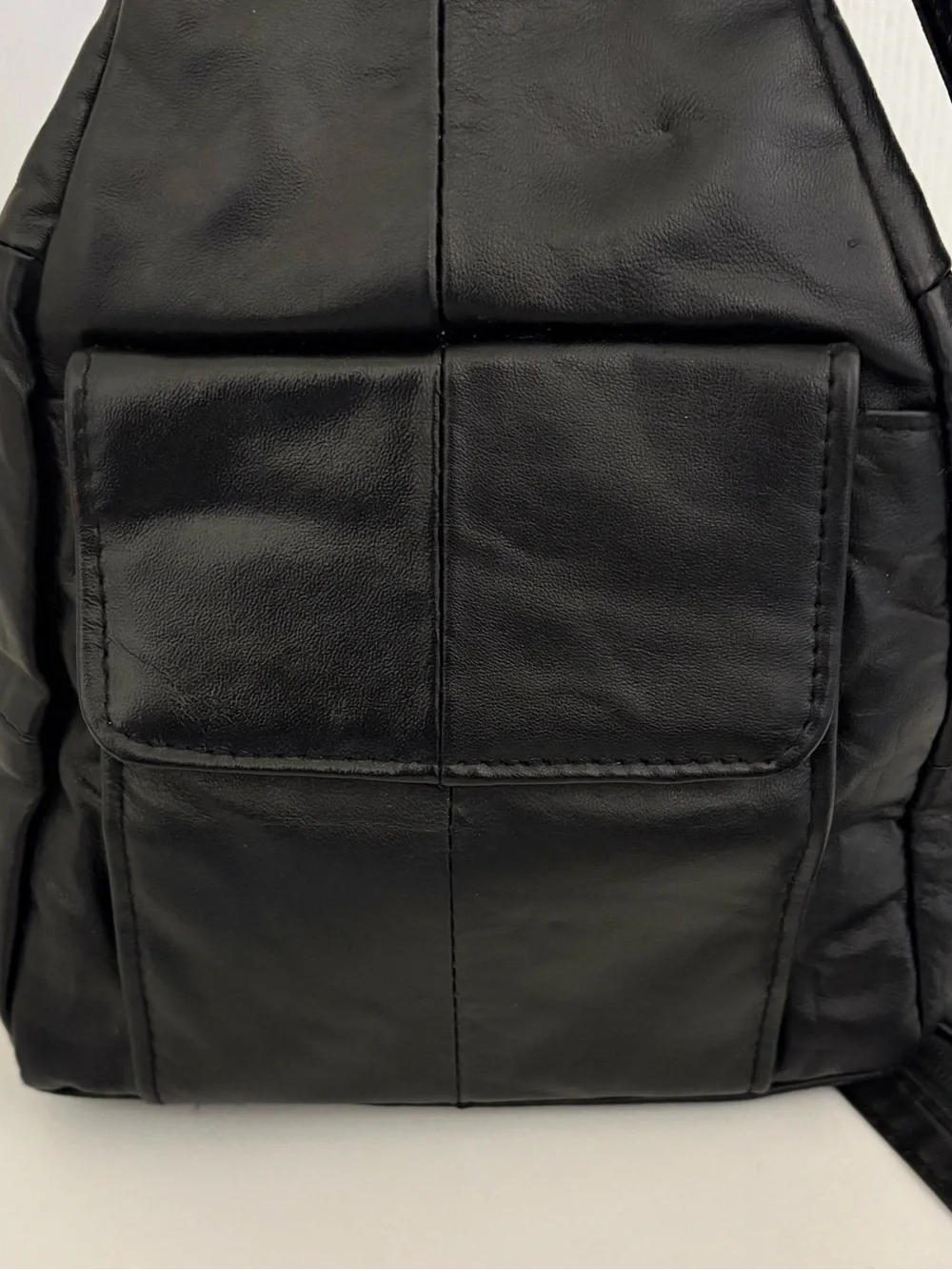 EMBASSY Black Lamb Leather Sling Backpack - Small